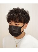 黒髪マッシュパーマ