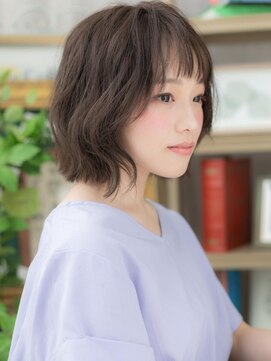 カバーヘア ブリス 上尾西口店(COVER HAIR bliss) オン眉シースルーバング前下がりミニウルフa上尾20代30代40代