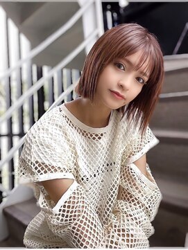 スターズ 柏(STARS) ショートボブ 顔周り 前髪カット チェリーブラウン ダブルカラー