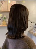 ブラウン 外はね ミディアムレイヤー くびれ 髪質改善カラー