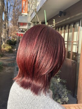 オリオリ(oli-oli) 外はねスタイル/くびれボブ/チェリーレッド