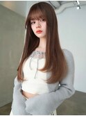 ANGELICA  ブラウンベージュ 内巻きロング 大人かわいい