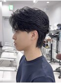 フェザーショートフェザーパーマセンターパートニュアンス毛流れ