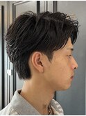 メンズセンターパート　フェザーパーマ