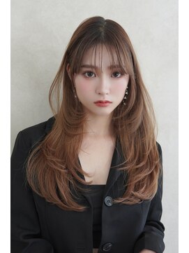アンジェリカラボ 梅田店(ANGELICA LABO) 韓国風くびれレイヤーカット×グレージュ×透明感ブラウン川又