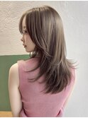 ミディアムレイヤー”レイヤーカット*髪質改善*オリーブベージュ