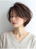 白髪ぼかし脱白髪染め似合わせショートボブ40代50代60代