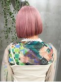 ピンクカラー　ペールピンク　ボブヘア　内巻きボブ　春カラー