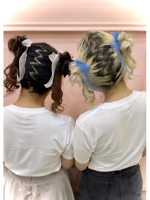 イベント前お揃いヘアメ