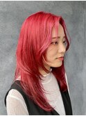顔周りウルフスタイル× RED COLOR