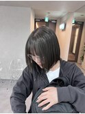 【qumu横浜】グレージュカラー×パツっとボブ