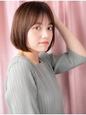 艶感ココアブラウン切りっぱなし小顔前下がりボブY川口30代40代