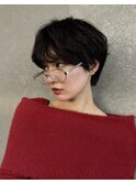 ショートボブ/ダークパープル/シースルー/30代
