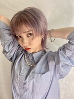 ロア 福岡天神本店(LORE)&nbsp;ホワイトピンク　ショートヘア　ウルフヘア