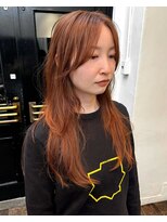 コラン 中目黒(collan) ロングレイヤースタイルブリーチ無しハイトーンオレンジ