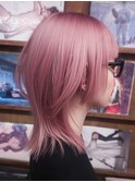大人ソフトウルフペールピンクくびれレイヤーくびれミディ