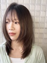 リグ 横浜(Lig.) ココアブラウン顔まわりレイヤーカットミルクティーベージュ横浜