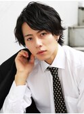 ソフトツイスト黒髪マッシュネオウルフオリーブカラーワンレン