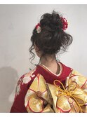 ラフ後れ毛お団子アレンジ 結婚式 二次会 卒業式 袴 振袖 登戸