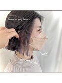 ぱつっとボブ/ラベンダーアッシュ/ボブルフ/ショコラベージュ