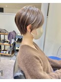 シルキーベージュデザインカラー斜めバング束感ショート【中村】