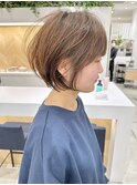 大人ナチュラル前髪あり丸みショートボブ前下がり