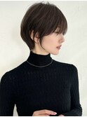 前髪あり耳掛け丸みくびれショートボブ20代30代40代50代（蘭）