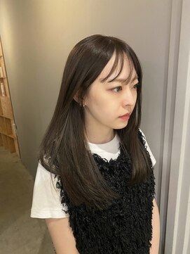 サンプラス(san+) 【マユコ】透明感グレージュサラ艶ロングシースルーバング