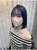 タッセルボブ/ネイビーカラー/ボブスタイル/ブリーチ1回