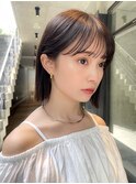 切りっぱなしタッセルボブチェリーブラウンストレート