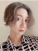 30代40代50代/前下がりショートボブ丸みショート/アースカラー