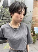 NUDE黒髪風グレージュ ハンサムショート大人ショートボブ