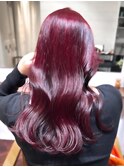 【白石】ブリーチなし赤髪ワインレッド暖色艶カラーボルドー原宿