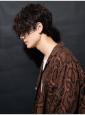 スーツ短髪ツーブロック束感モテるパーママッシュ黒髪波巻き