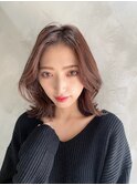 秋カラーマロンベージュくびれ韓国イルミナカラー
