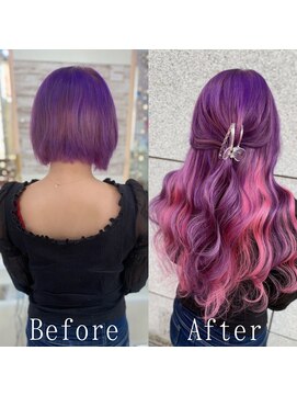 あるじゃんすー 横浜店 ピンク×パープル#シールエクステ#ベビーピンク#メッシュ#横浜