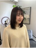 レイヤーカット オリーブベージュ 韓国レイヤー 顔周りカット
