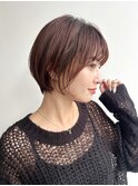 大人ショート丸みショートひし形前髪あり丸顔絶壁K20250105