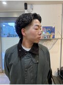 メンズカットスキンフェードフェードスリックバックハードパーマ