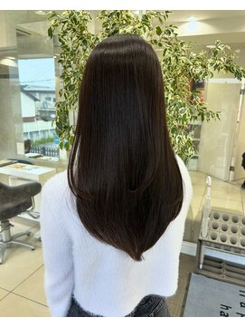 ハピネス 西大寺店(Happiness) レイヤーカット 暗めオリーブカラー 髪質改善トリートメント