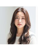 大人美人艶カラーベージュ小顔カット透明感レイヤーロング