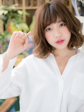 カバーヘア イヴ 戸頭店(COVER HAIR EVE) ゆるふわミディアム根元パーマ小顔ブリーチ無し透明感カラーc7