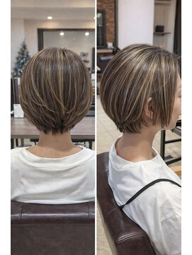 筋感ハイライトでつくる立体感ショート