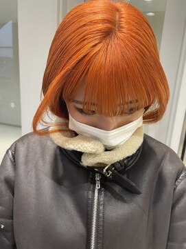 ルーフ 町田店(LUFE) Wcolor × orange × 切りっぱなしbob　担当ふじうらまほ