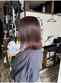 小顔大人可愛い外ハネ赤みブラウンミディ20代30代40代