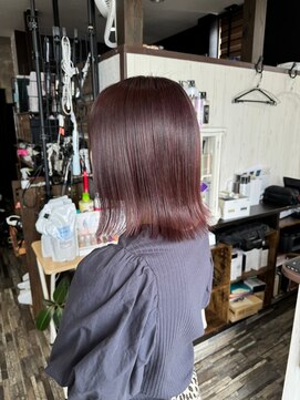 ヘアー リードレス(hair Re:dress) 小顔大人可愛い外ハネ赤みブラウンミディ20代30代40代