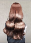 透明感抜群ダブルカラーブリーチハイトーンピンクブラウン