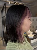レディースミディアムレイヤーインナーカラーピンクベージュ