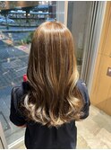 夏トレンド！ハイライトロング巻き下ろし×透明感UP