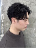 フェザーショートアップバングセンターパートメンズハイライト